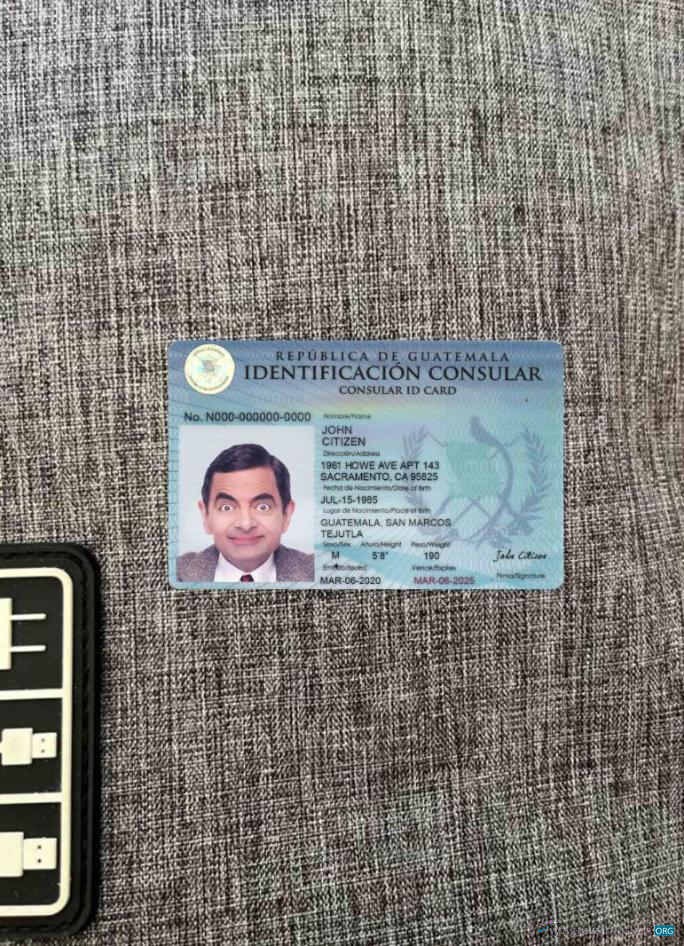 Download Guatemala consular ID card photolook FRONT Photoshop template